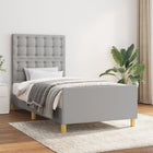 Bedframe met hoofdeinde stof lichtgrijs 100x200 cm 100 x 200 cm Knopen