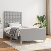 Bed frame without mattress 100x200 cm light grey fabric