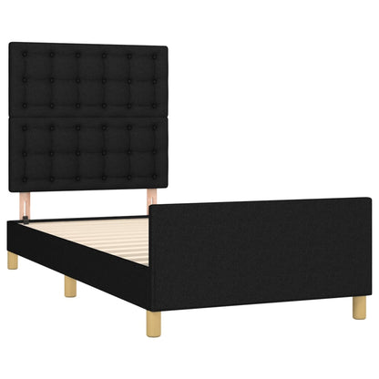 Bedframe Met Hoofdeinde Stof Zwart 100 x 200 cm Knopen