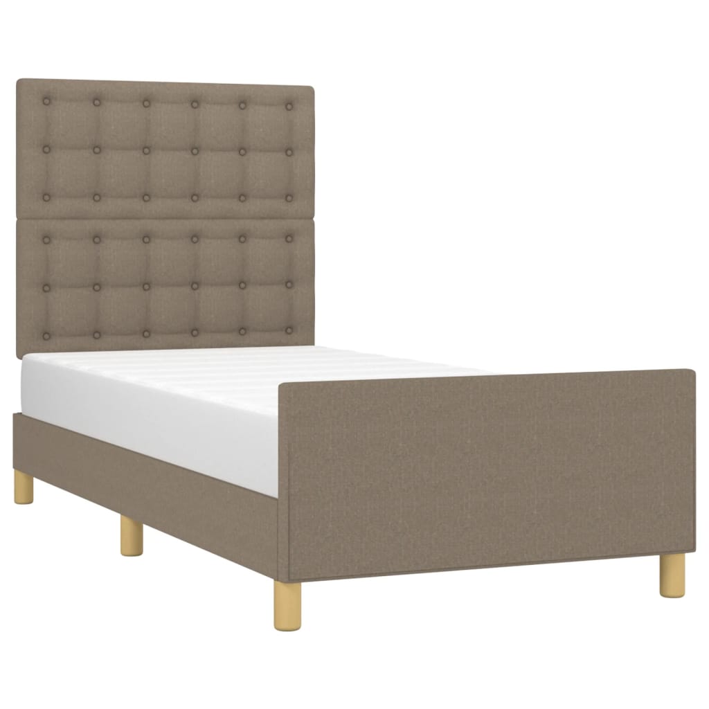 Bedframe Met Hoofdeinde Stof Taupe 100X200 Cm Taupe 100 x 200 cm Knopen