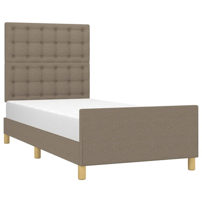 Bedframe Met Hoofdeinde Stof Taupe 100X200 Cm Taupe 100 x 200 cm Knopen