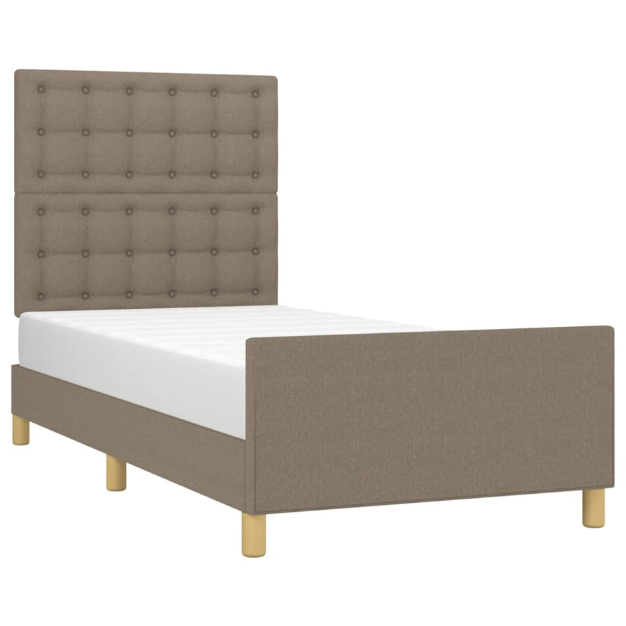 Bedframe Met Hoofdeinde Stof Taupe 100X200 Cm Taupe 100 x 200 cm Knopen