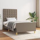 Bedframe Met Hoofdeinde Stof Taupe 100X200 Cm Taupe 100 x 200 cm Knopen