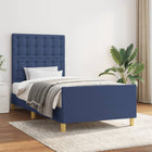 Bedframe Met Hoofdeinde Stof Blauw 100 x 200 cm Knopen