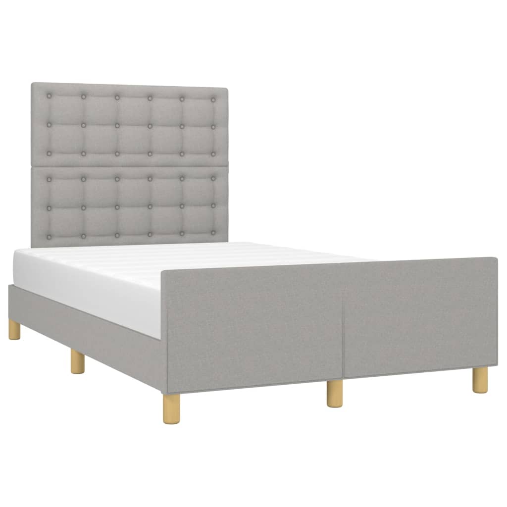 Bedframe met hoofdeinde stof lichtgrijs 120x200 cm 120 x 200 cm Lichtgrijs