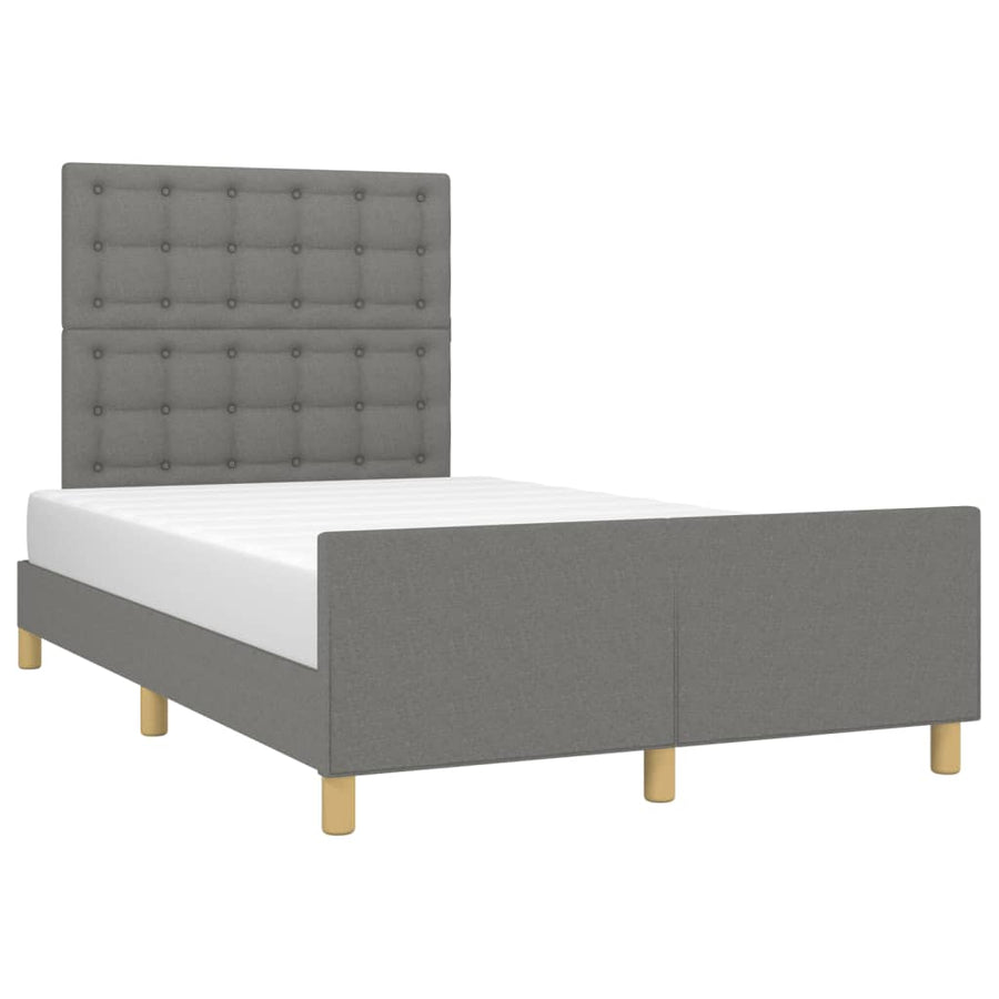 Bedframe Met Hoofdeinde Stof Donkergrijs 120 x 200 cm Knopen