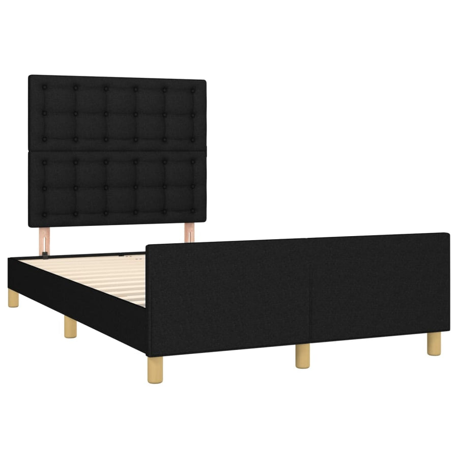 Bedframe Met Hoofdeinde Stof Zwart 120 x 200 cm Knopen