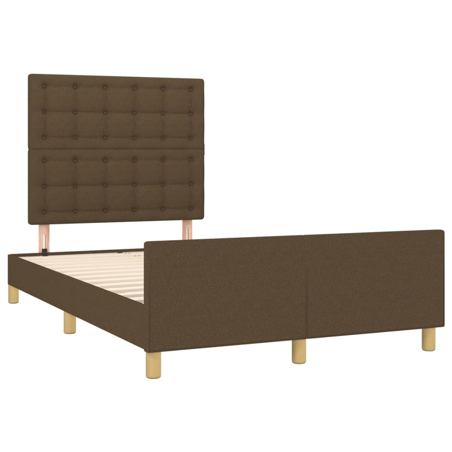 Bedframe Met Hoofdeinde Stof Donkerbruin 120X200 Cm Donkerbruin 120 x 200 cm Knopen