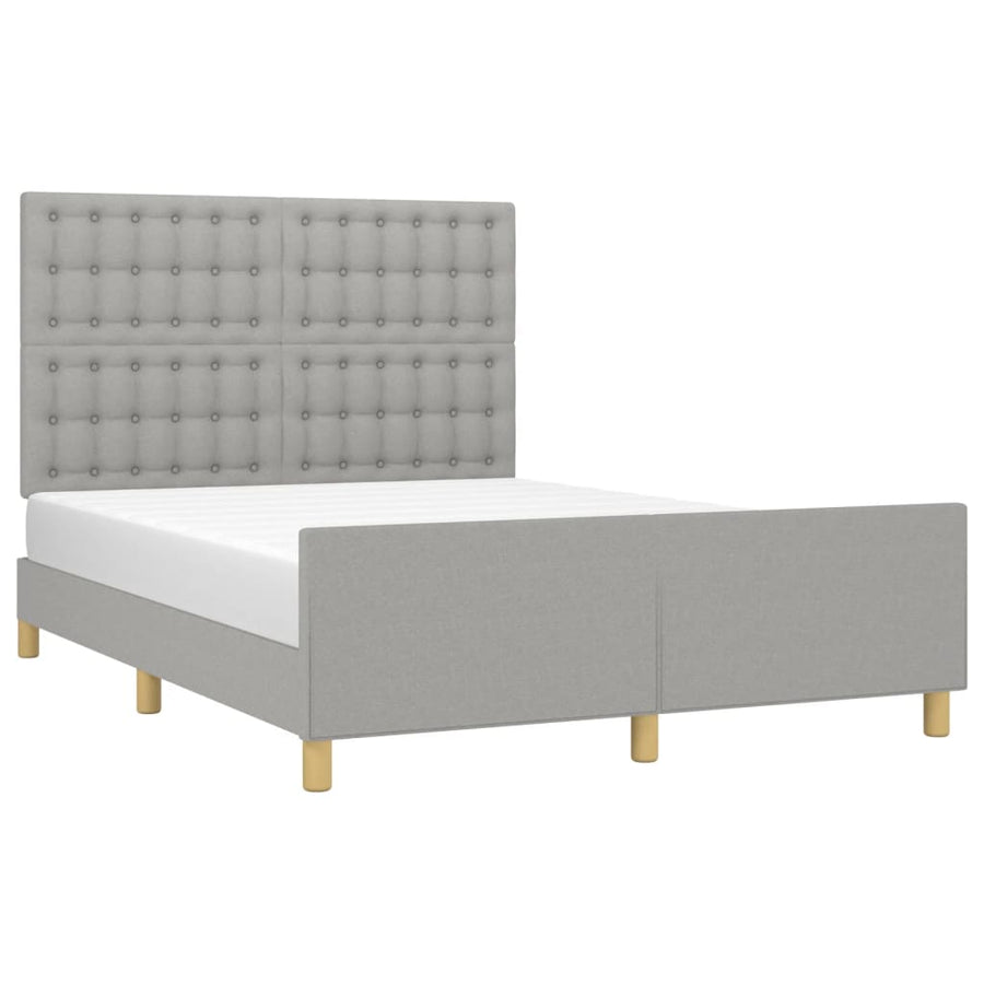 Bedframe Met Hoofdeinde Stof Lichtgrijs 140 x 190 cm Knopen