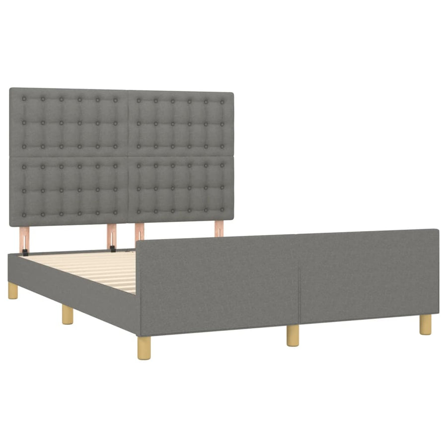 Bedframe Met Hoofdeinde Stof Donkergrijs 140 x 190 cm Knopen
