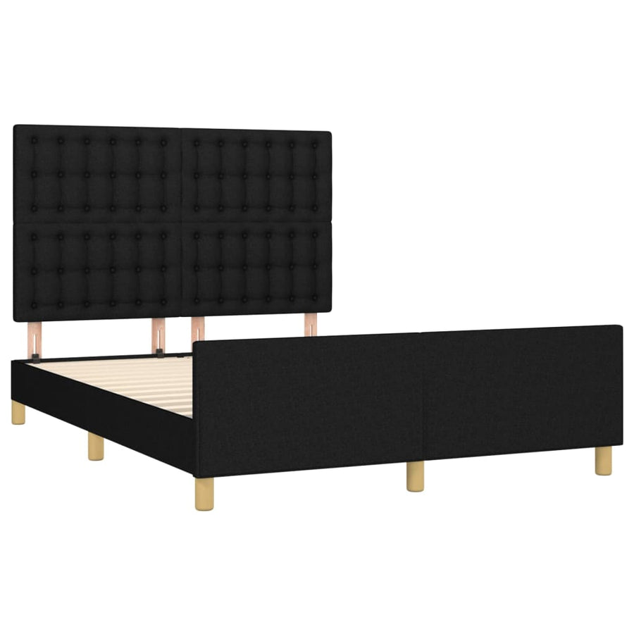 Bedframe Met Hoofdeinde Stof Zwart 140 x 190 cm Knopen