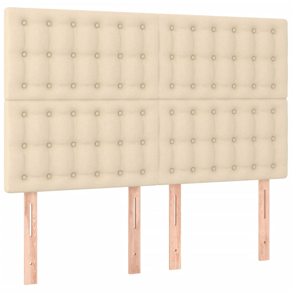 Bedframe Met Hoofdeinde Stof Kleurig Crème 140 x 190 cm Knopen
