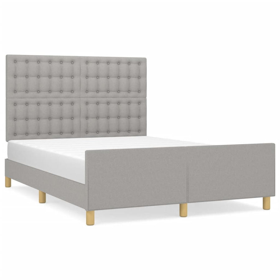 Bedframe Met Hoofdeinde Stof Lichtgrijs 140 x 200 cm Knopen