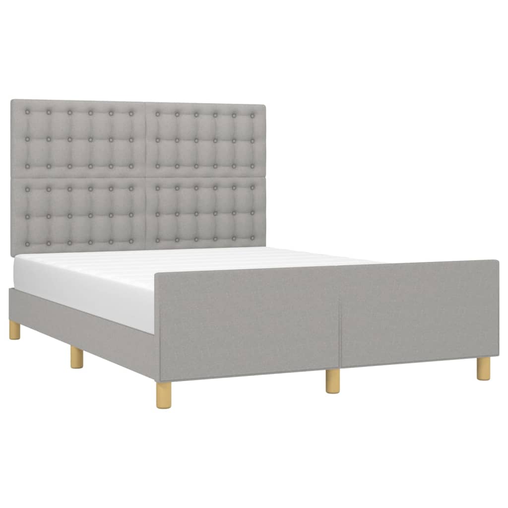 Bedframe Met Hoofdeinde Stof Lichtgrijs 140 x 200 cm Knopen