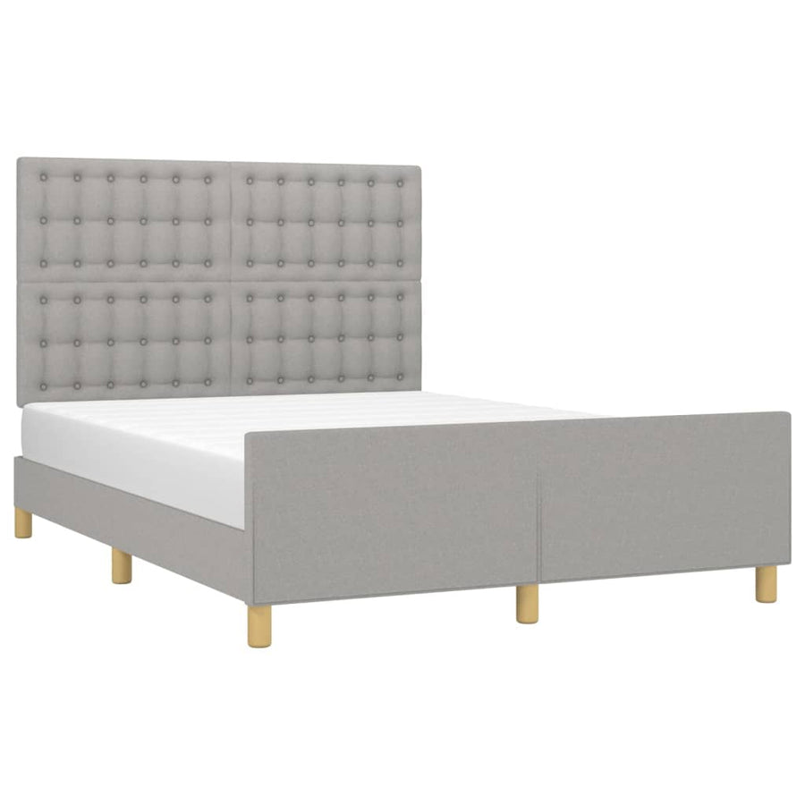 Bedframe Met Hoofdeinde Stof Lichtgrijs 140 x 200 cm Knopen
