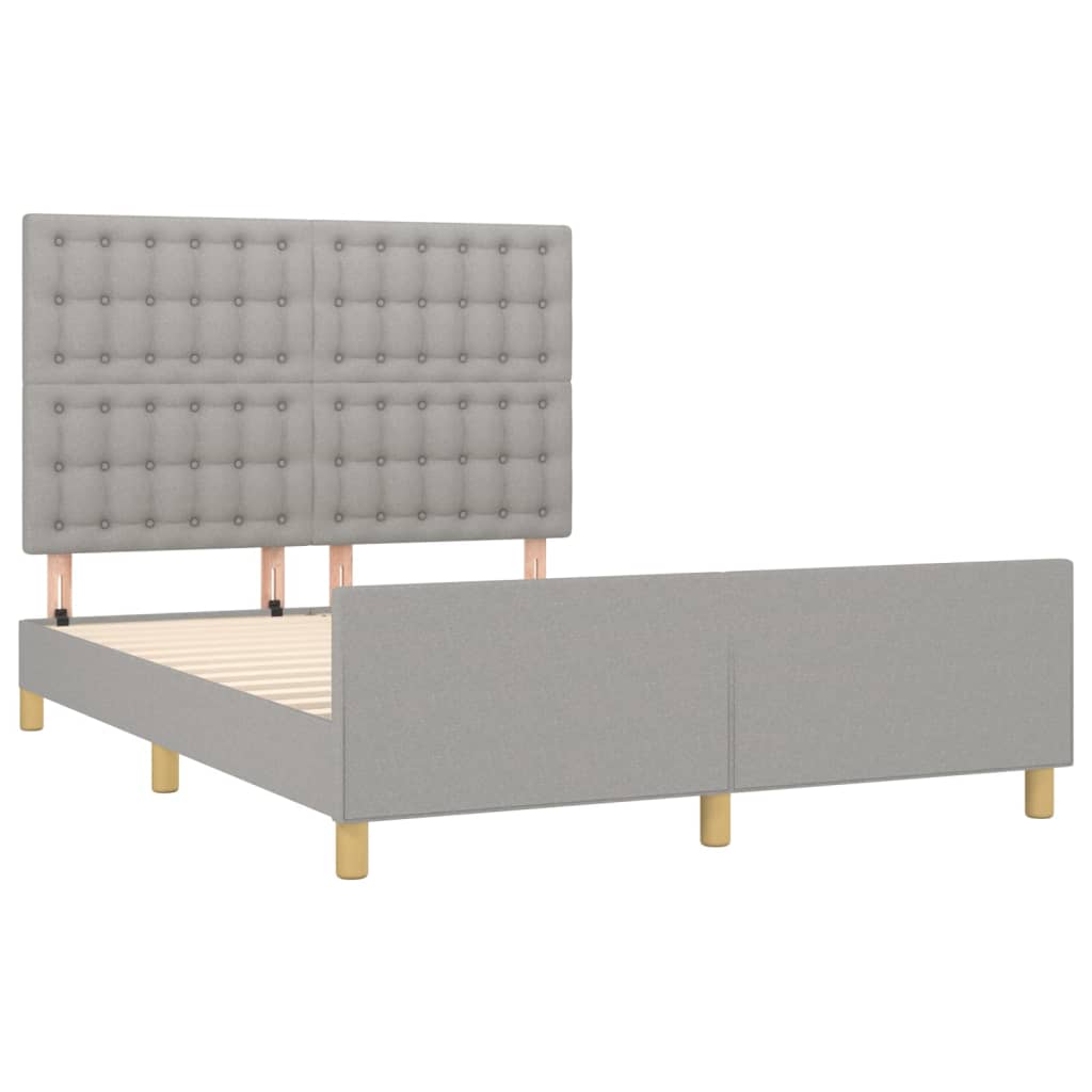 Bedframe Met Hoofdeinde Stof Lichtgrijs 140 x 200 cm Knopen