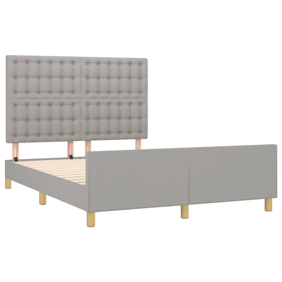 Bedframe Met Hoofdeinde Stof Lichtgrijs 140 x 200 cm Knopen