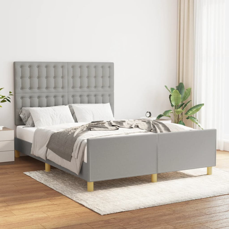 Bedframe Met Hoofdeinde Stof Lichtgrijs 140 x 200 cm Knopen