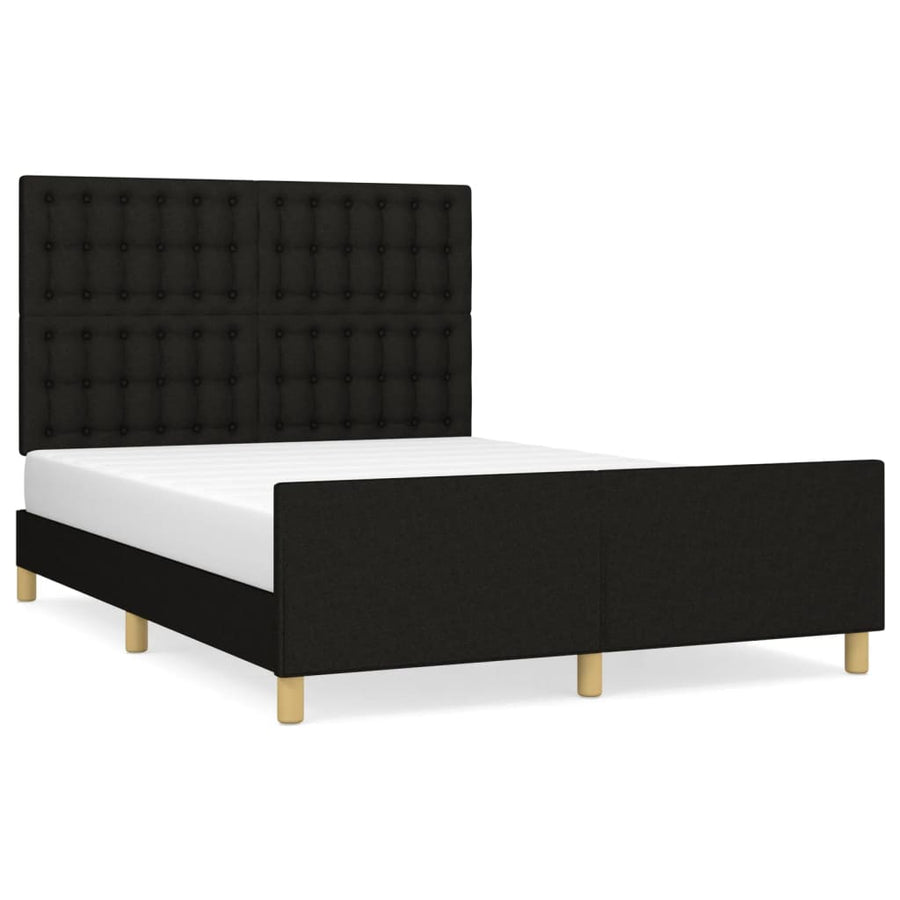 Bedframe Met Hoofdeinde Stof Zwart 140 x 200 cm Knopen