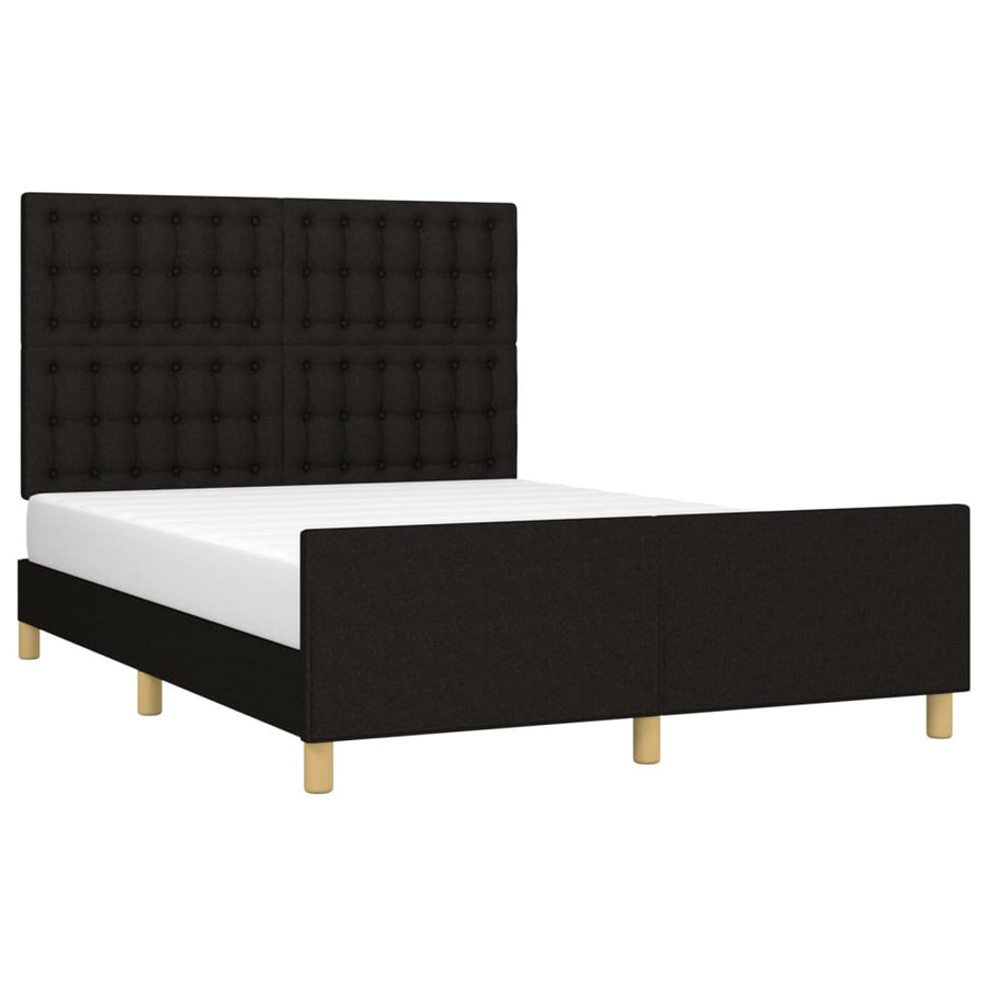 Bedframe Met Hoofdeinde Stof Zwart 140 x 200 cm Knopen