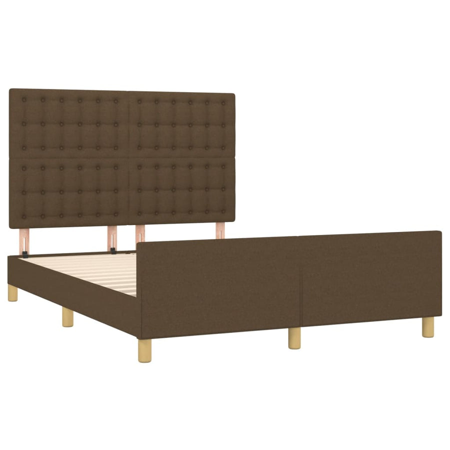 Bedframe Met Hoofdeinde Stof Donkerbruin 140 x 200 cm Knopen