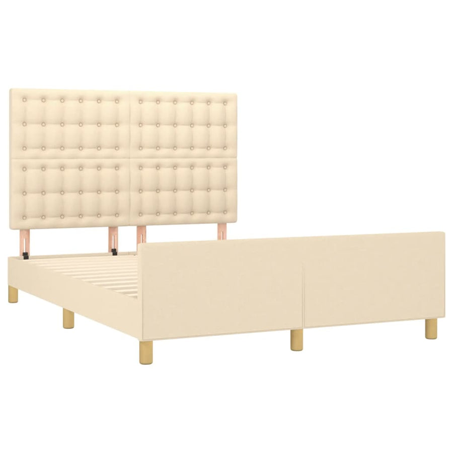 Bedframe Met Hoofdeinde Stof Kleurig Crème 140 x 200 cm Knopen