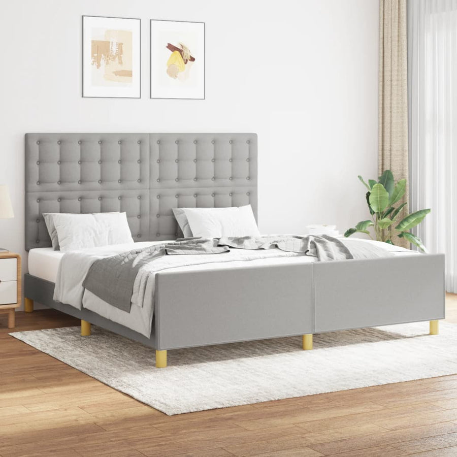 Bedframe Met Hoofdeinde Stof Lichtgrijs 160 x 200 cm Knopen