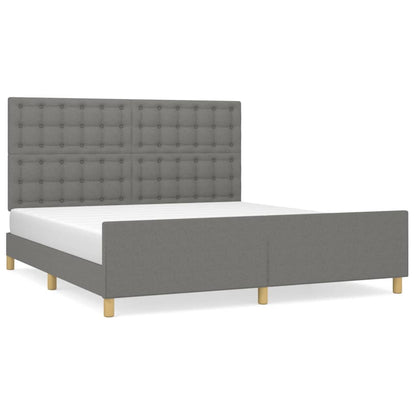 Bedframe Met Hoofdeinde Stof Donkergrijs 160 x 200 cm Knopen