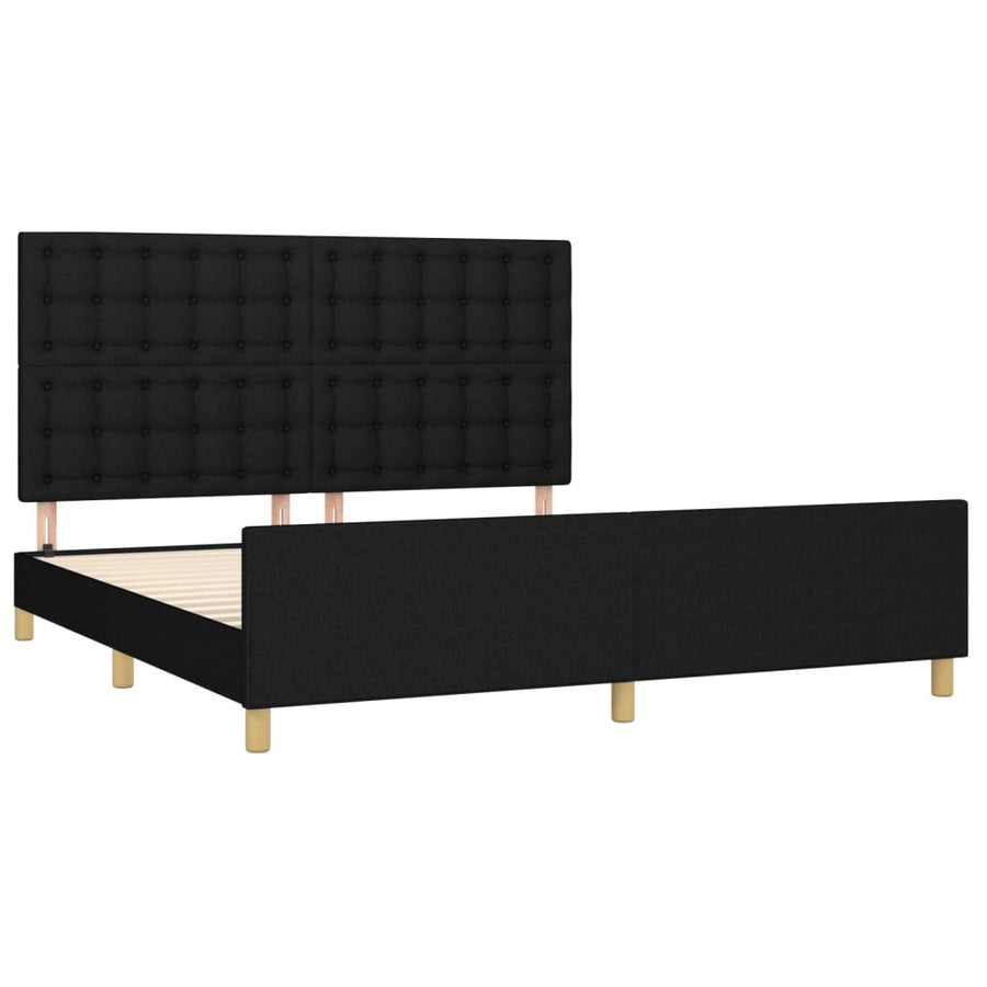 Bedframe Met Hoofdeinde Stof Zwart 160 x 200 cm Knopen