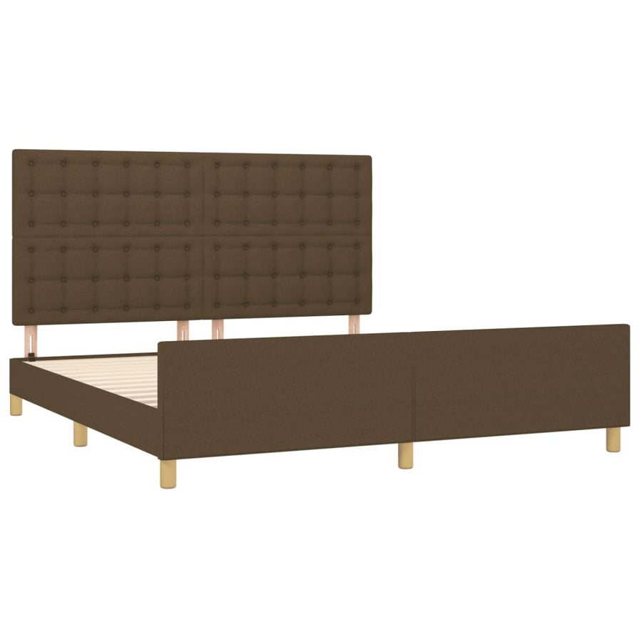 Bedframe Met Hoofdeinde Stof Donkerbruin 160 x 200 cm Knopen