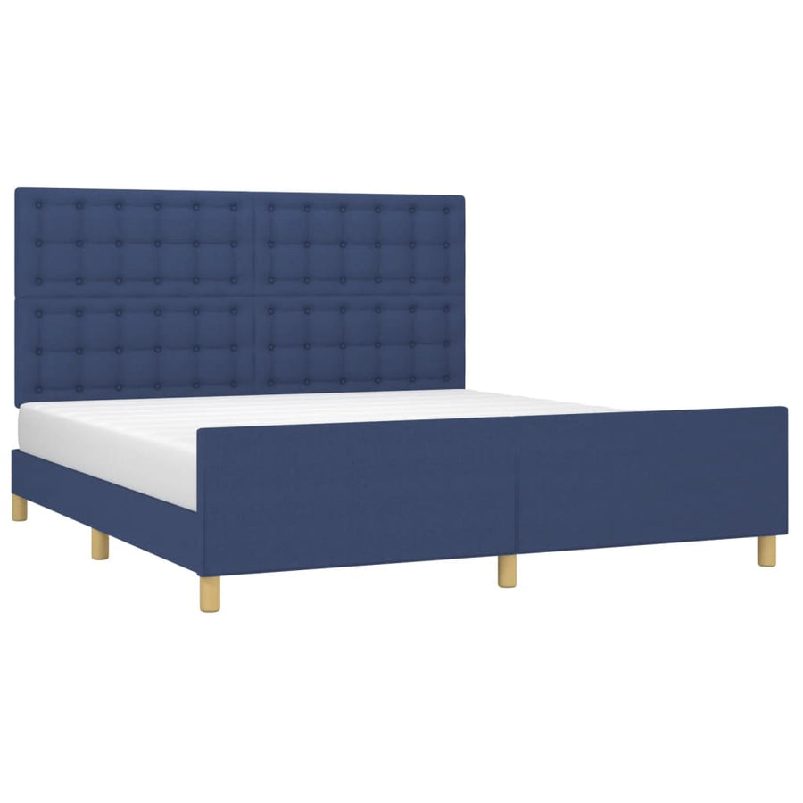 Bedframe Met Hoofdeinde Stof Blauw 160 x 200 cm Knopen