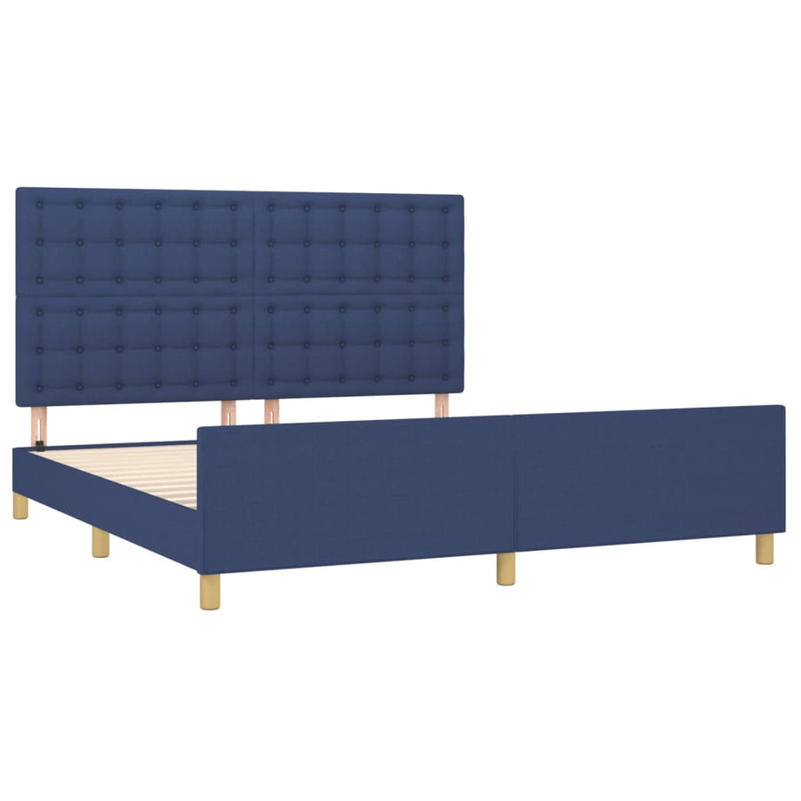 Bedframe Met Hoofdeinde Stof Blauw 160 x 200 cm Knopen