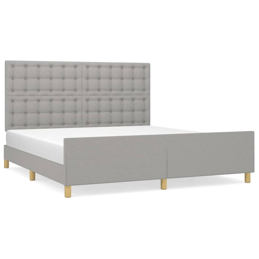 Bedframe Met Hoofdeinde Stof Lichtgrijs 180X200 Cm Lichtgrijs 180 x 200 cm Knopen