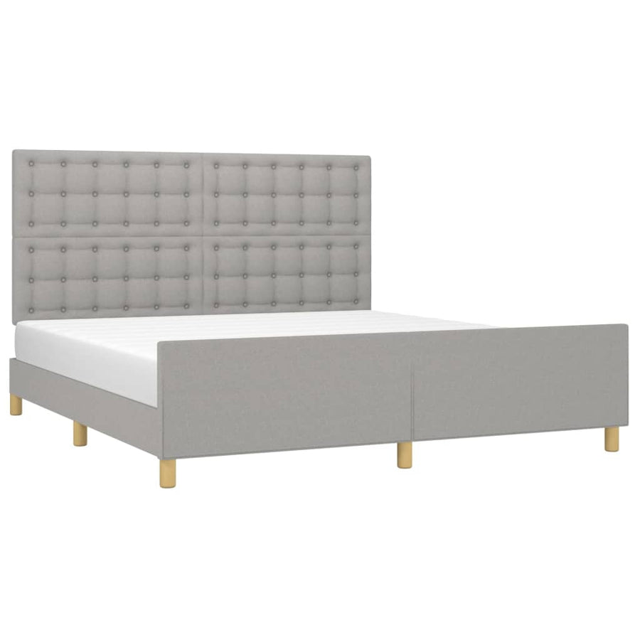 Bedframe Met Hoofdeinde Stof Lichtgrijs 180X200 Cm Lichtgrijs 180 x 200 cm Knopen