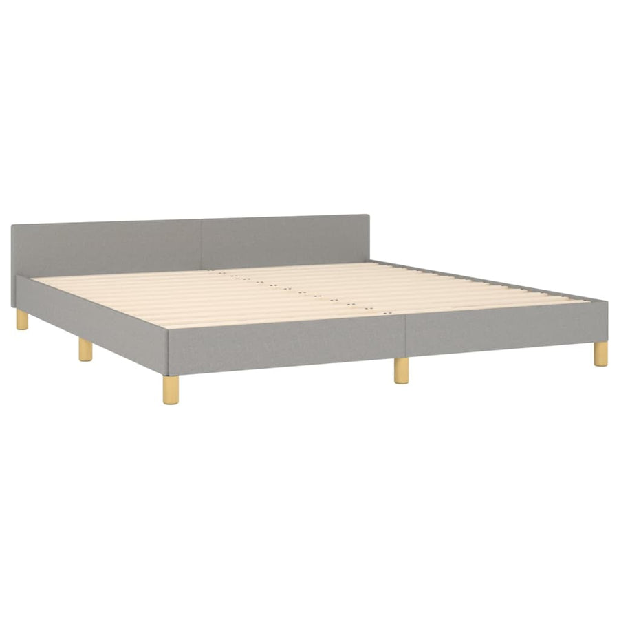 Bedframe Met Hoofdeinde Stof Lichtgrijs 180X200 Cm Lichtgrijs 180 x 200 cm Knopen