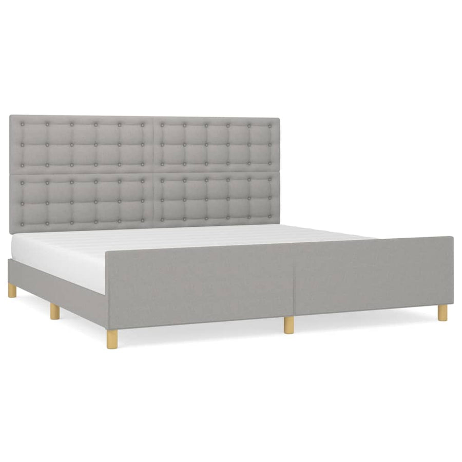 Bedframe Met Hoofdeinde Stof Lichtgrijs 200 x 200 cm Knopen