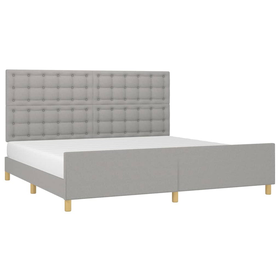 Bedframe Met Hoofdeinde Stof Lichtgrijs 200 x 200 cm Knopen