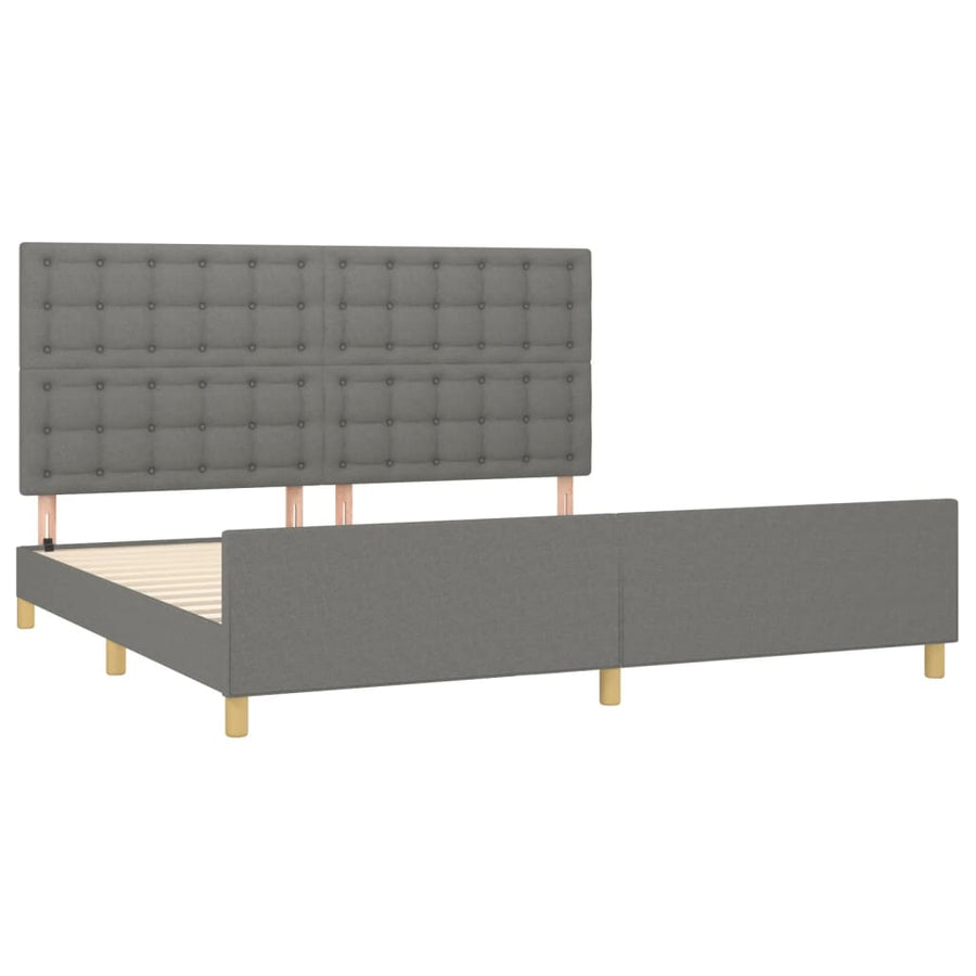 Bedframe Met Hoofdeinde Stof Donkergrijs 200 x 200 cm Knopen