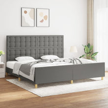 Bedframe Met Hoofdeinde Stof Donkergrijs 200 x 200 cm Knopen