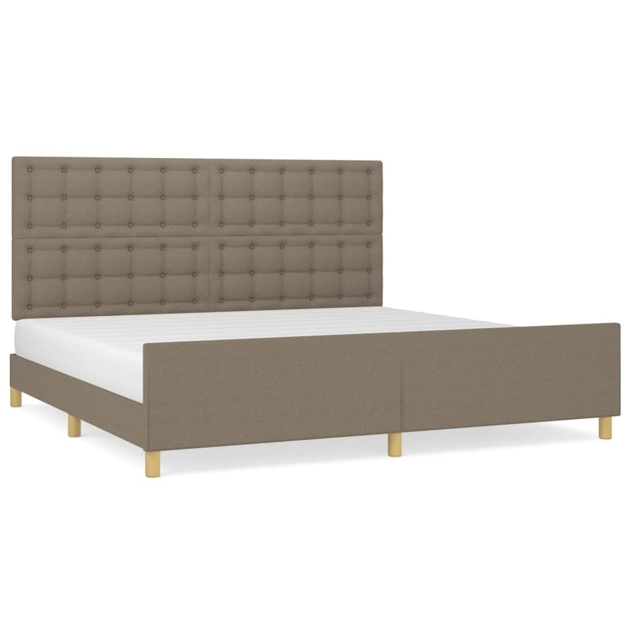 Bedframe Met Hoofdeinde Stof Taupe 200X200 Cm Taupe 200 x 200 cm Knopen
