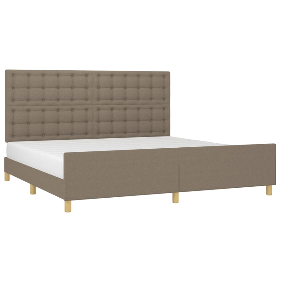 Bedframe Met Hoofdeinde Stof Taupe 200X200 Cm Taupe 200 x 200 cm Knopen