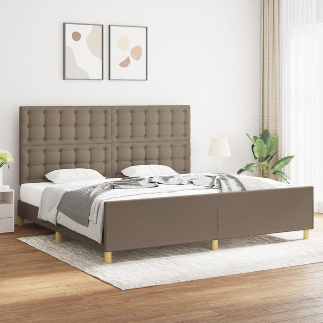 Bedframe Met Hoofdeinde Stof Taupe 200X200 Cm Taupe 200 x 200 cm Knopen