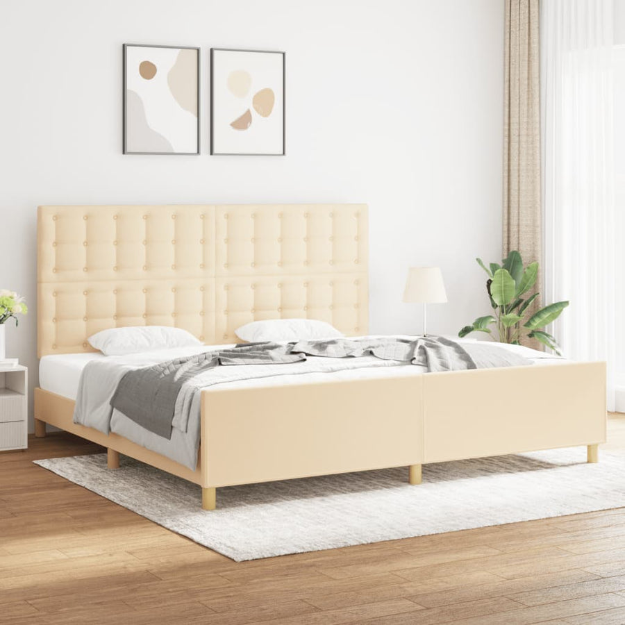 Bedframe Met Hoofdeinde Stof Kleurig Crème 200 x 200 cm Knopen