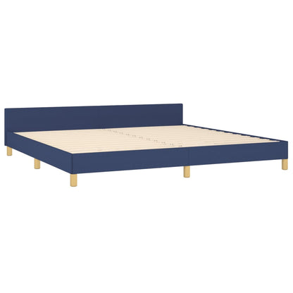 Bedframe Met Hoofdeinde Stof Blauw 200 x 200 cm Knopen