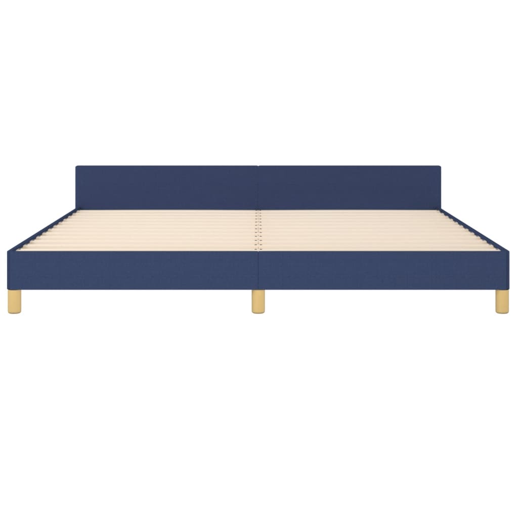 Bedframe Met Hoofdeinde Stof Blauw 200 x 200 cm Knopen