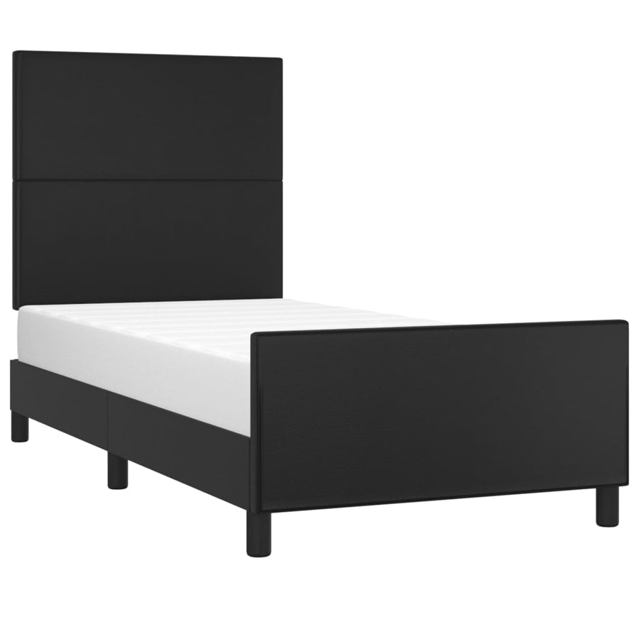 Bedframe Met Hoofdbord Kunstleer Zwart 80 x 200 cm Effen ontwerp