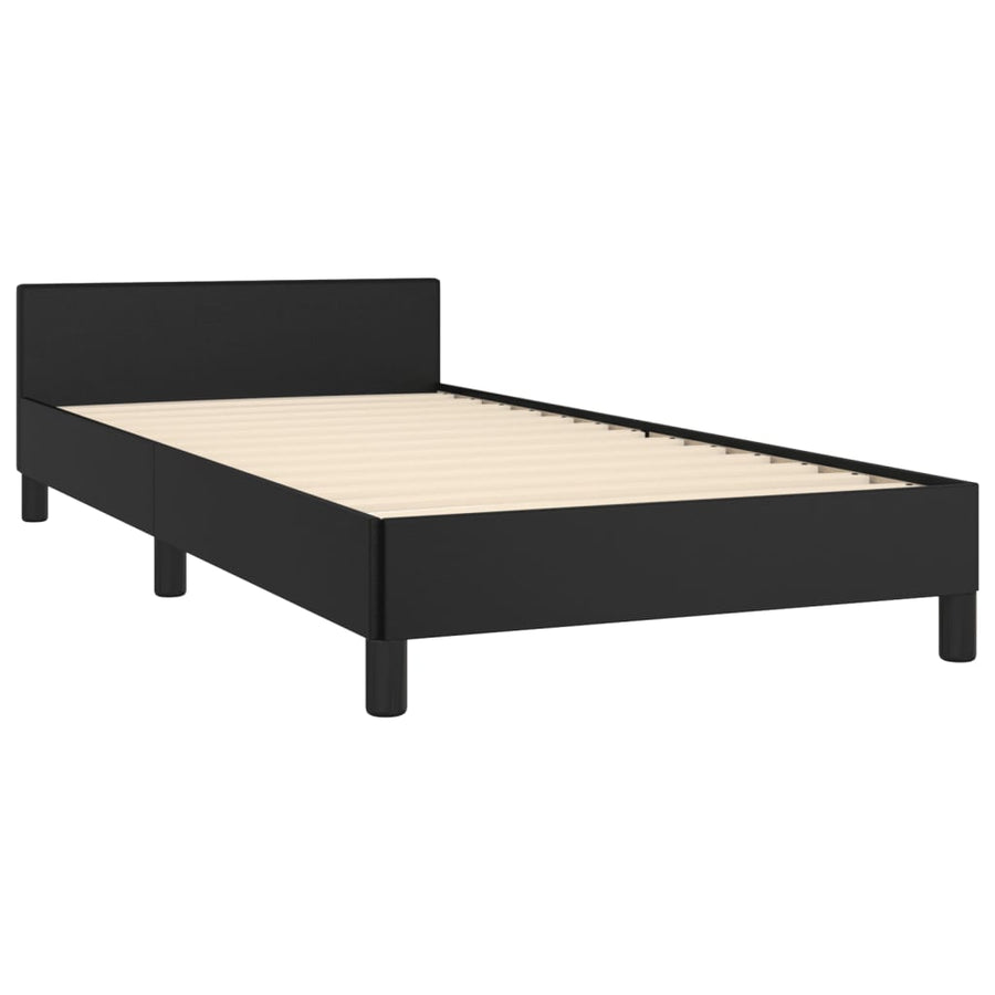 Bedframe Met Hoofdbord Kunstleer Zwart 80 x 200 cm Effen ontwerp