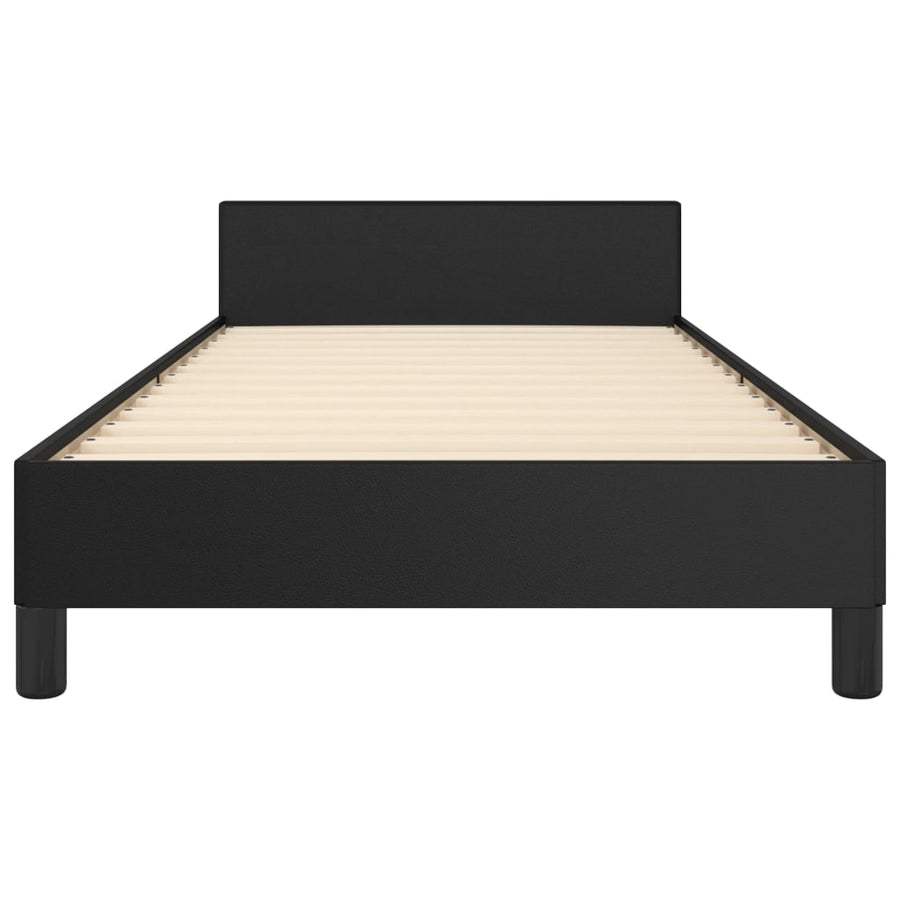 Bedframe Met Hoofdbord Kunstleer Zwart 80 x 200 cm Effen ontwerp