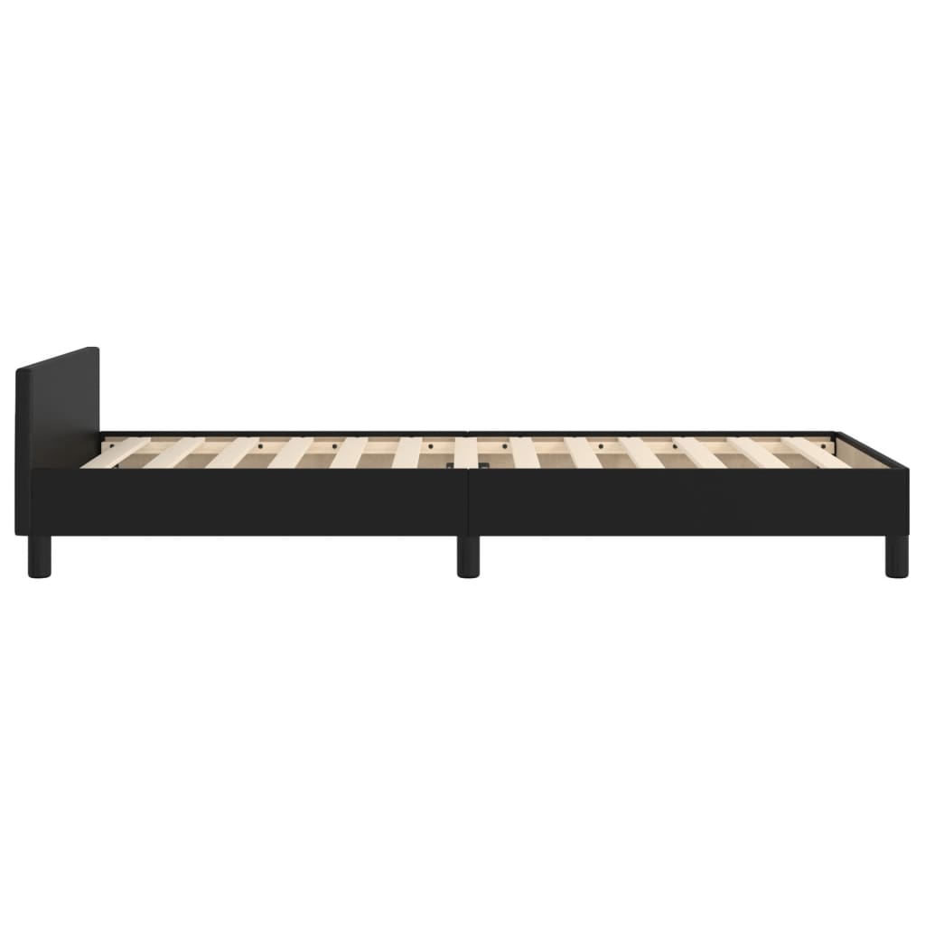 Bedframe Met Hoofdbord Kunstleer Zwart 80 x 200 cm Effen ontwerp