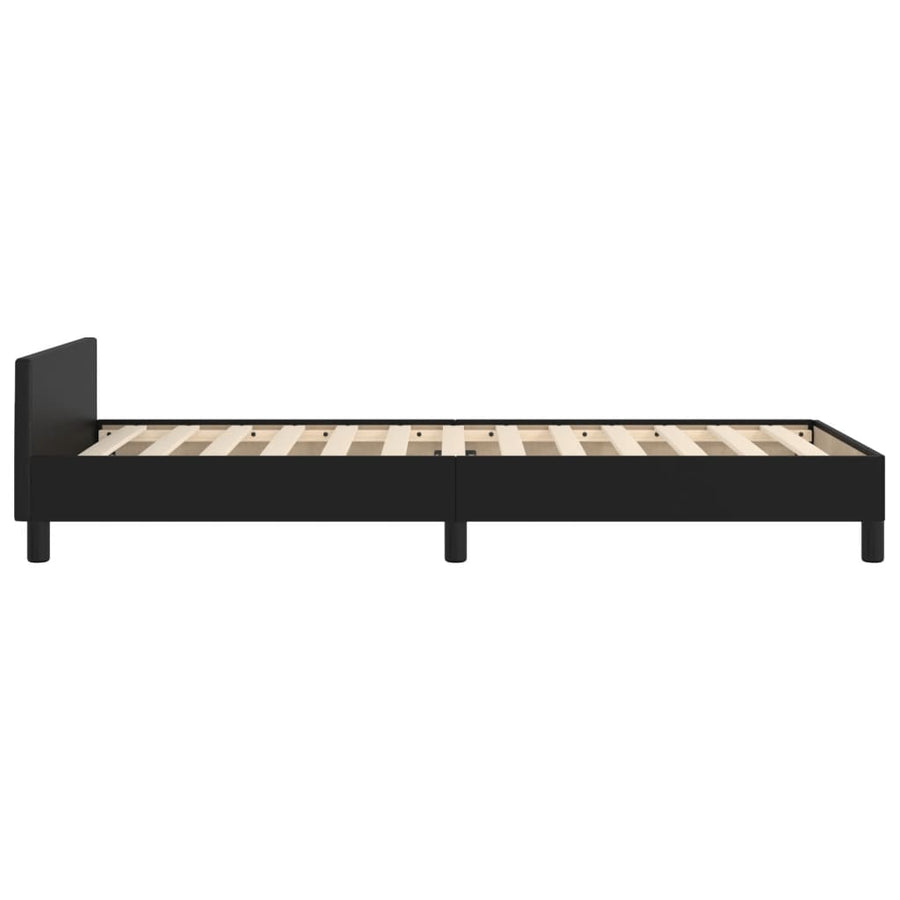 Bedframe Met Hoofdbord Kunstleer Zwart 80 x 200 cm Effen ontwerp